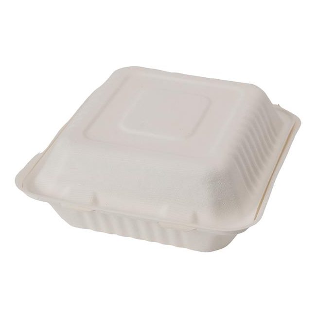 EP-026B Eco-Packaging 8x8x3" Sugarcane Clamshell 200/cs