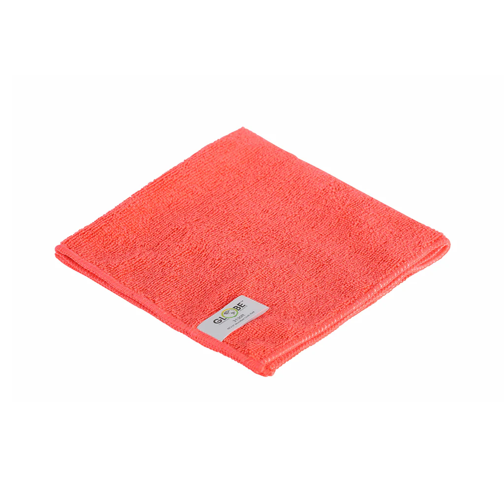 GLO-3130R#B 3130R   16 X 16 Microfibre hand Globe Cloth Red  10/pack