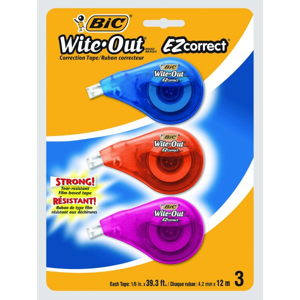 OS-BIC51249 BIC Wite-Out EZcorrect Correction Tape, 3/package
