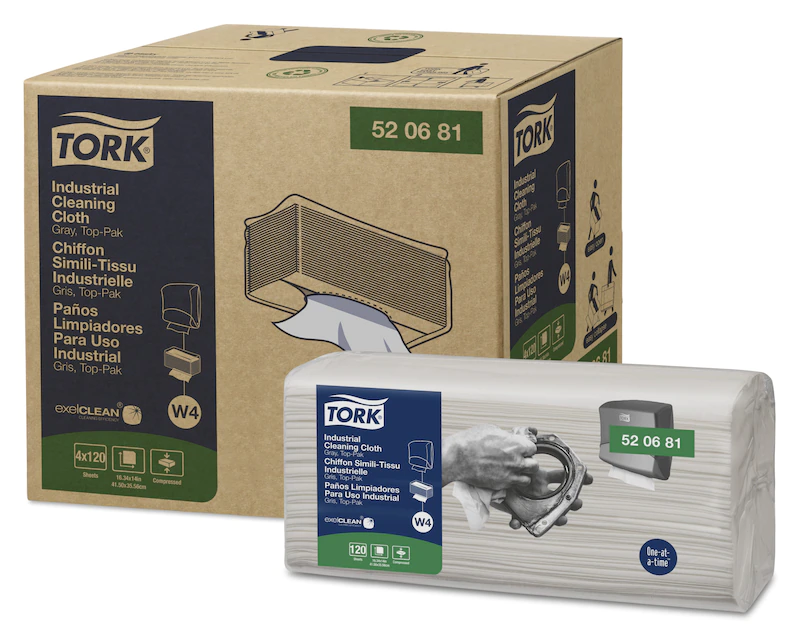 R3-14101043#B💔 Tork Industrial Cleaning Cloths Grey 1ply 120shts 520681