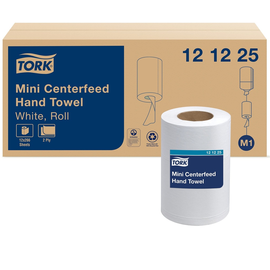 R3-14101225 Tork 121225 Centerfeed  Hand Towel White Roll M1 12/case