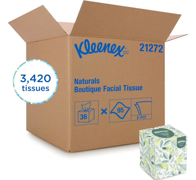 FOR-407031 Kleenex 21272 Naturals Facial Premium Tissues Cube 36/case