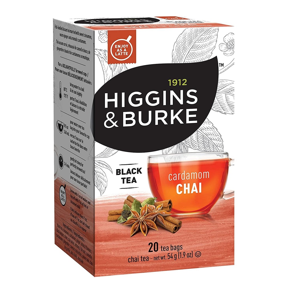 17084#B💔 Higgins & Burke Cardamom Chai Tea 20 sachets x 6/case