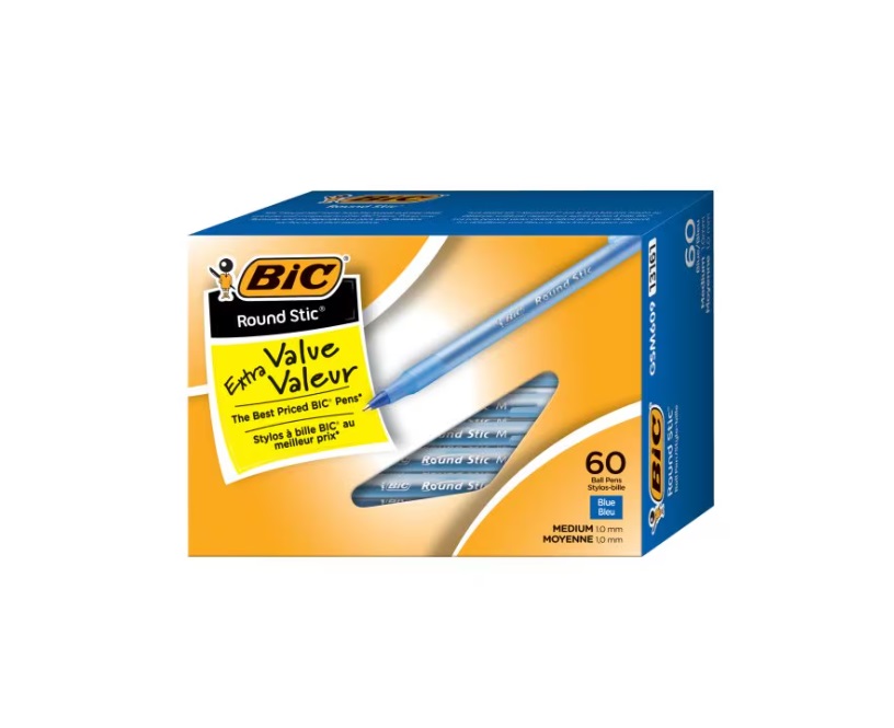 OS-BIC13161 BIC Round Stic Pens Medium Point Blue 60/box