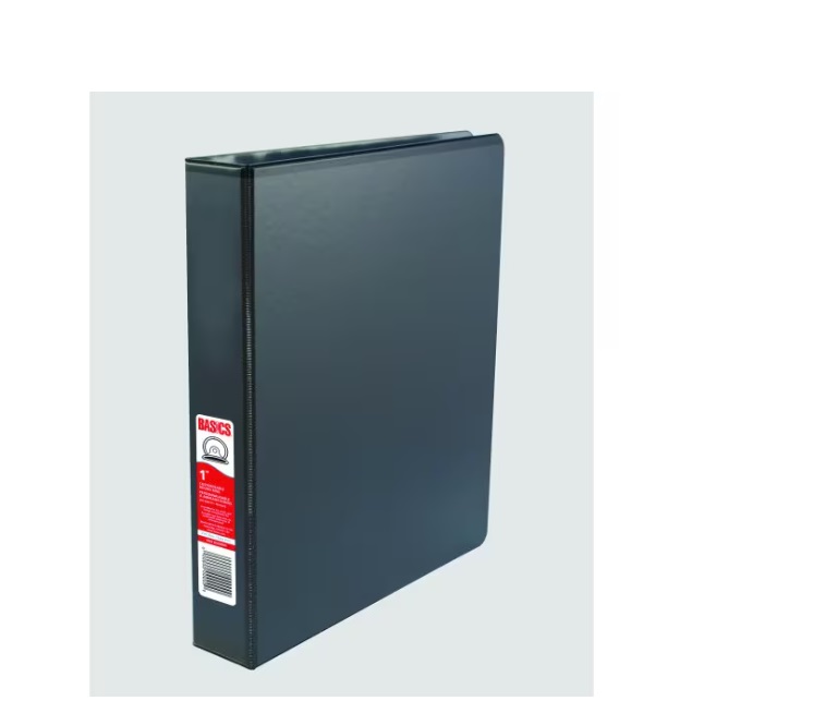 OS-BAO36235 Basics Customizable Round Ring Binder 1-1/2" Black