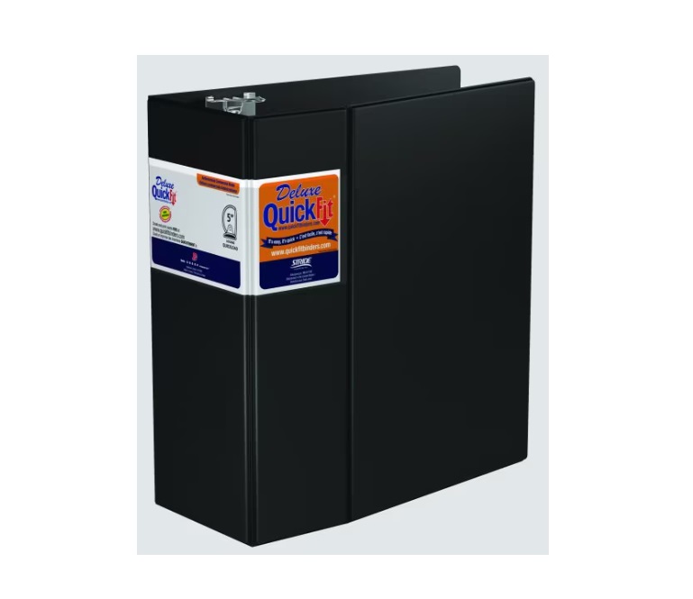 OS-RGO29071 Davis Delux QuickFit Deluxe Commercial D-Ring Binder 5" Black