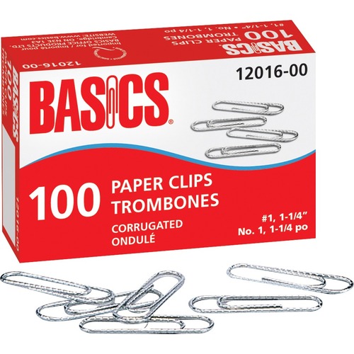 OS-BAO11240 Basics Paper Clips #1, 1-1/4" 100 per box 10 boxes/pkg