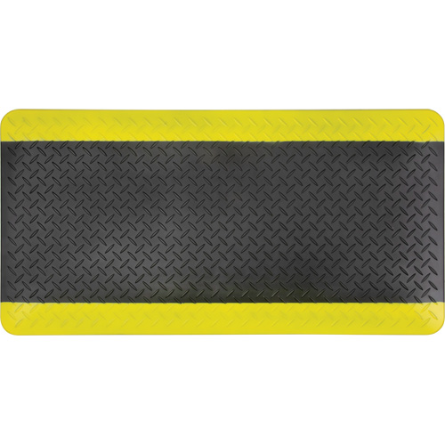 SCN-SGW898 Anti-Fatigue Matting, Diamond, 1-2/3' x 3-1/4' x 3/4", Black/Yellow, Polyurethane