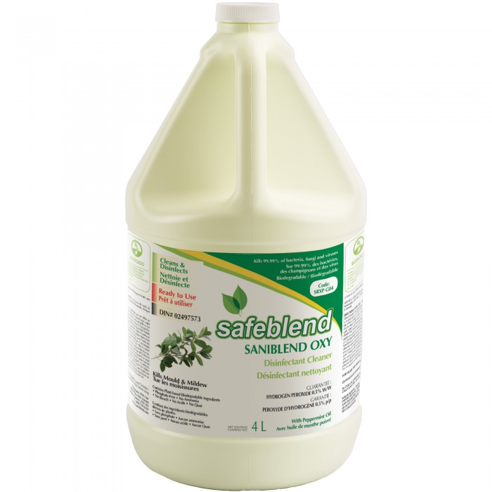 FOR-354176#B Safeblend Saniblend Oxy Disinfectant Cleaner w/ Peppermint Oil 4L