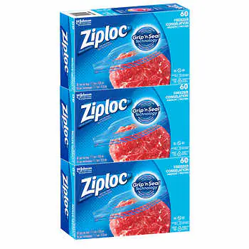 [COS-9729] COS-9729 Ziploc Medium Freezer Bags- 3 boxes per pack