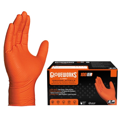 [FLA-AMX-GWON46100#B💔] FLA-AMX-GWON46100#B💔 Gloveworks HD Orange Nitrile PF Gloves LRG 100/box