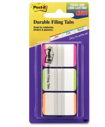 [OS-MMM96939] OS-MMM96939 Post-it Filing Tabs 1" Flat 22 tabs per pad Pink, Green, Orange 3 tabs/pkg