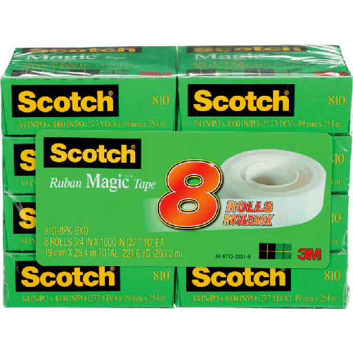 [OS-MMM95125] OS-MMM95125 Scotch Magic Invisible Tape Refill 3/4" (19 mm x 25.4m) Clr 8/pkg
